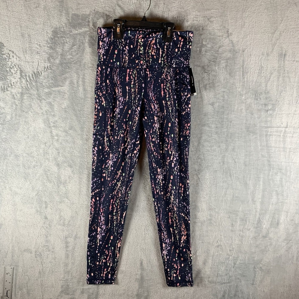 Ideology Womens XS Leggings 7/8 High Rise Pockets Indigo Sea Modsplatter Gym NWT